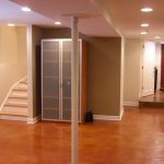 Basement with storage cabinet