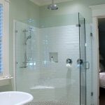 Glass shower and checkered floor