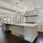 Large island with white marble counter